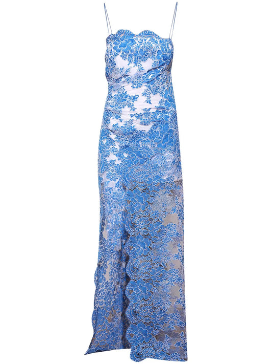 Lace-Appliqué Maxi Dress