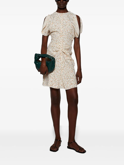 Gathered-Waist Mini Dress