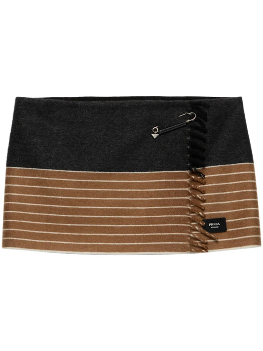Two-Tone Cashmere Miniskirt