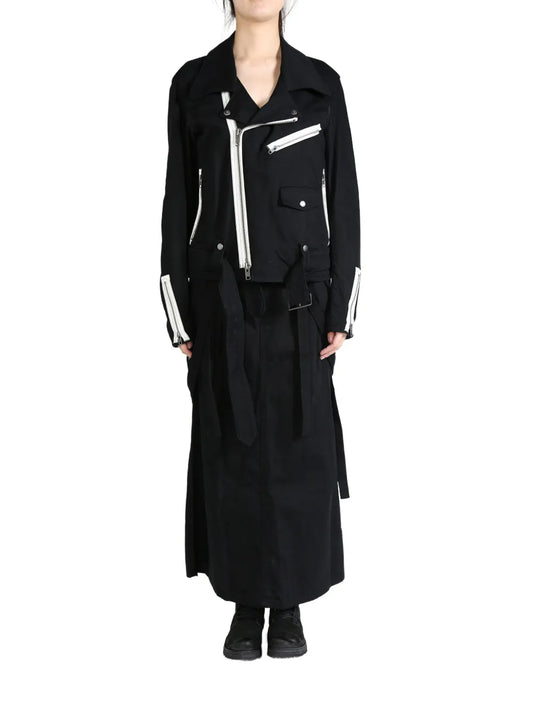 Belt-Detail Cotton Biker Jacket