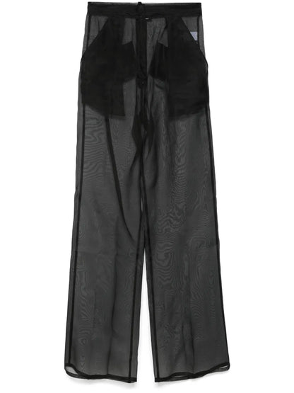 Crystal-Embellished Wide-Leg Trousers