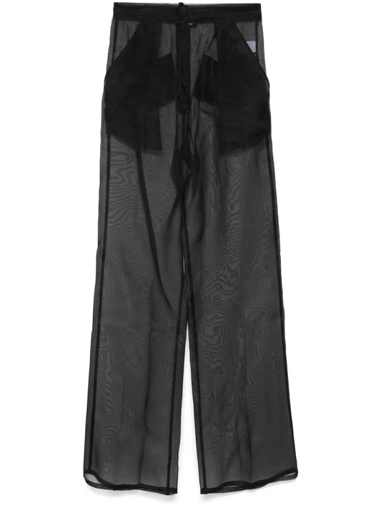 Crystal-Embellished Wide-Leg Trousers