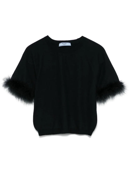 Feather-Trim Sweater