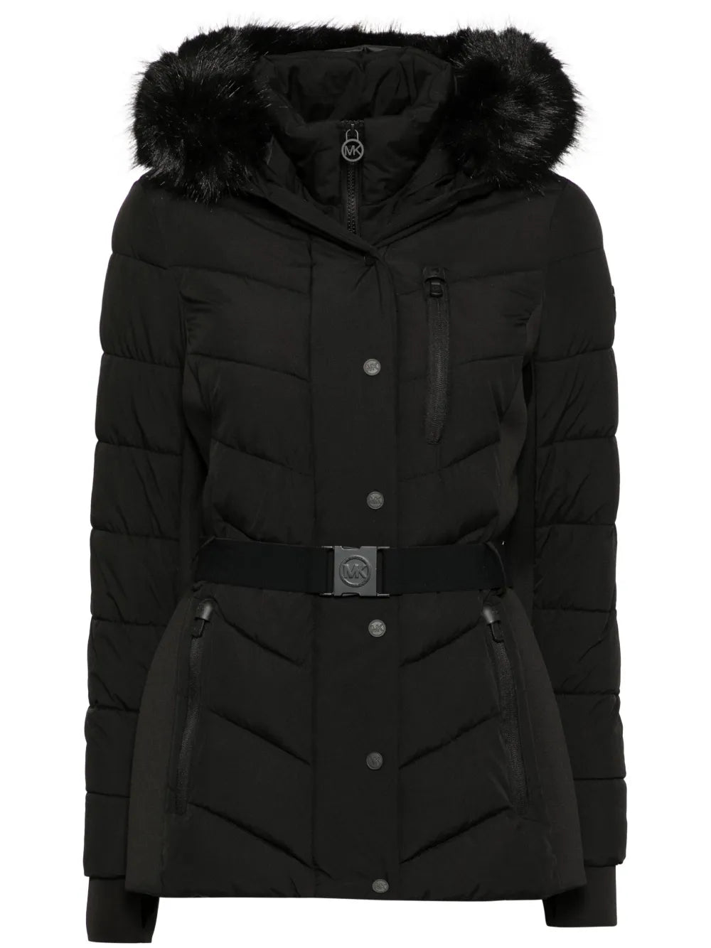 Faux Fur Trim Scuba Coat