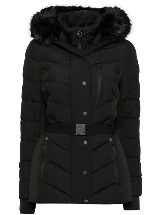 Faux Fur Trim Scuba Coat