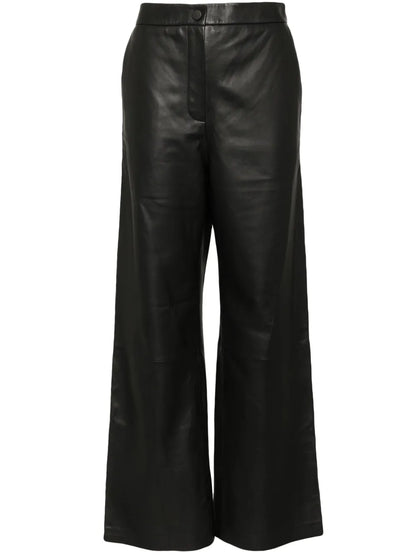Wide-Leg Leather Trousers