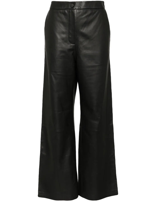 Wide-Leg Leather Trousers