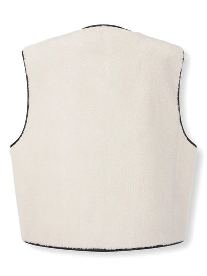 Muffler-Set Shearling Vest