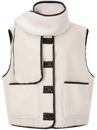 Muffler-Set Shearling Vest
