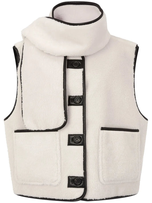 Muffler-Set Shearling Vest