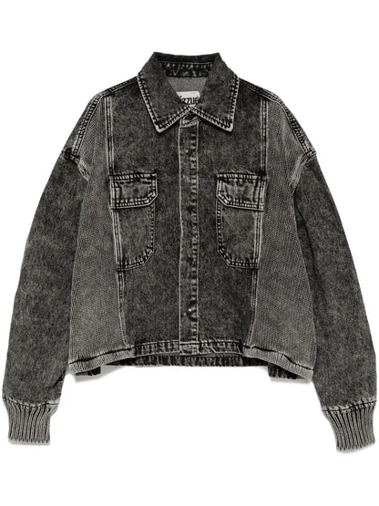 Knit-Panelled Denim Jacket