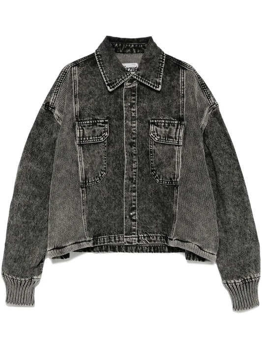 Knit-Panelled Denim Jacket