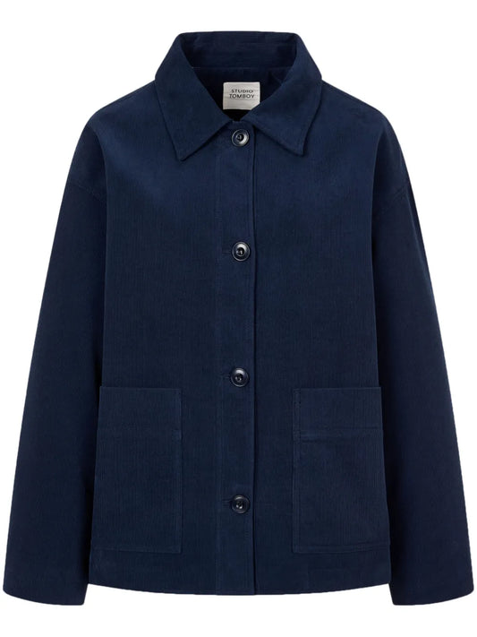 Corduroy Spread-Collar Shirt Jacket