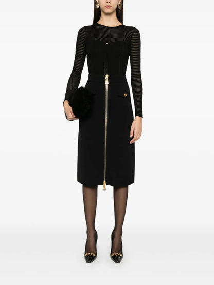 Zip-Up Midi Skirt