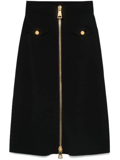Zip-Up Midi Skirt