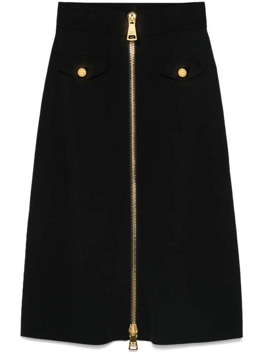 Zip-Up Midi Skirt