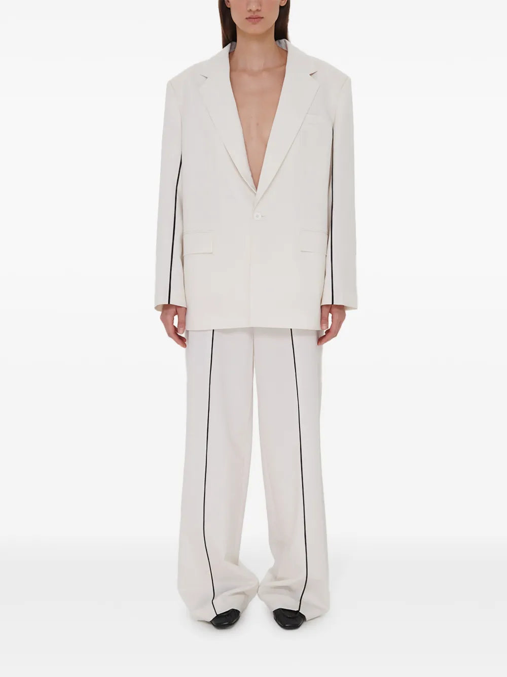 Piped-Trim Blazer
