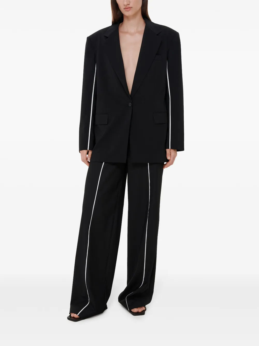 Contrast-Piping Blazer