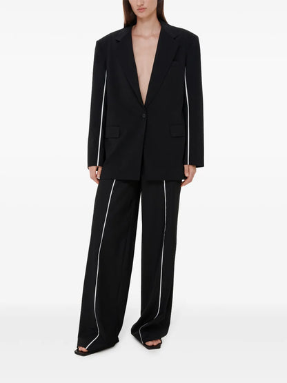 Contrast-Piping Blazer