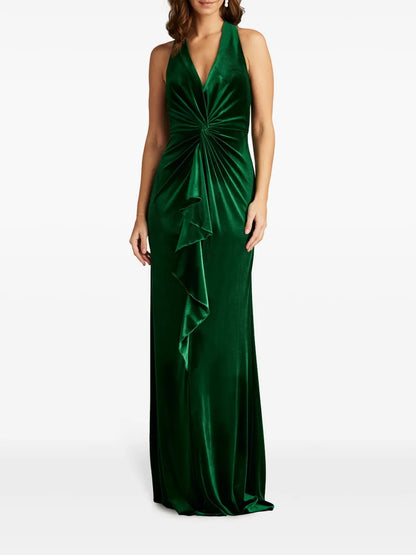 Cider Twist-Drape Velvet Gown