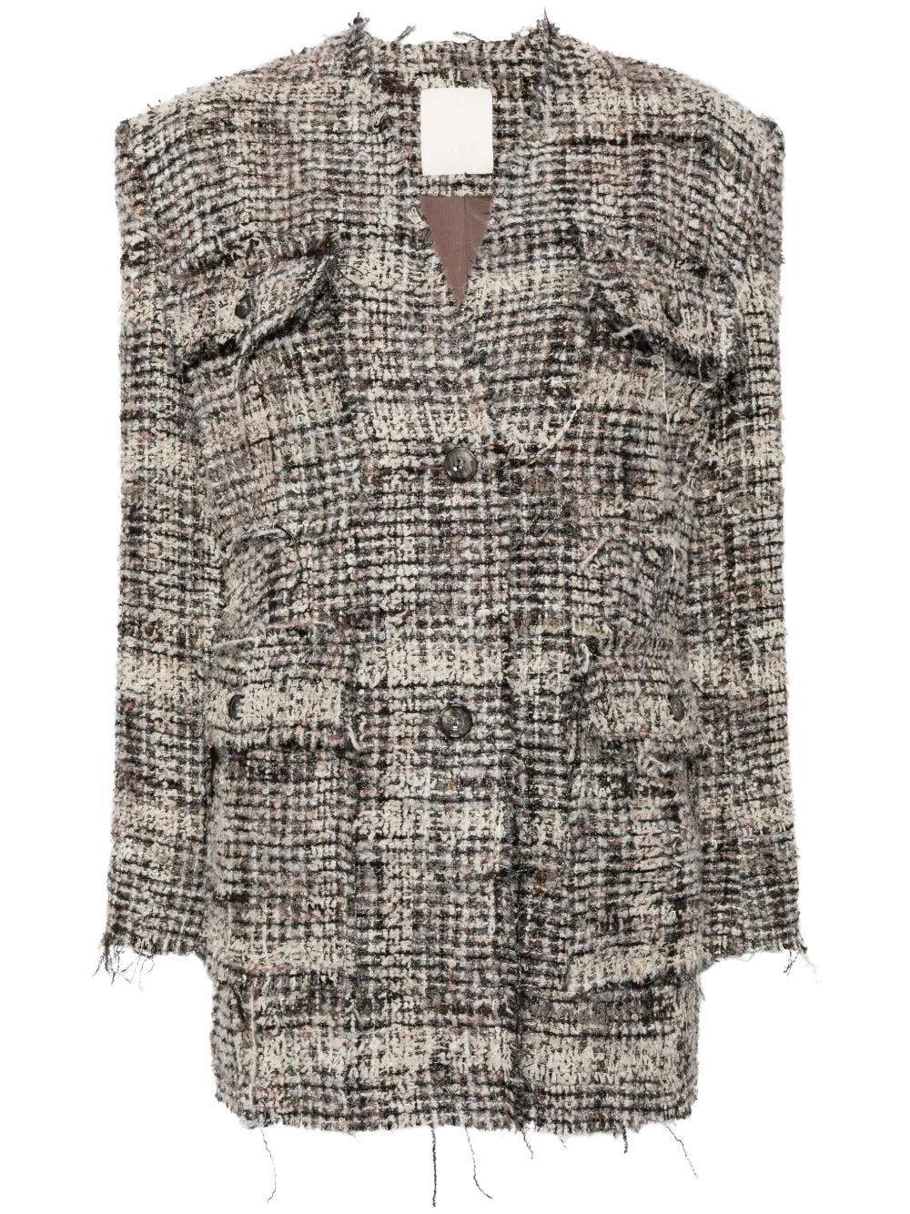 V-Neck Tweed Jacket