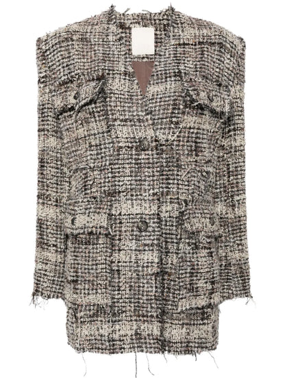 V-Neck Tweed Jacket