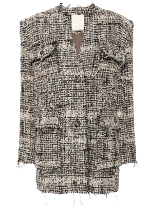 V-Neck Tweed Jacket
