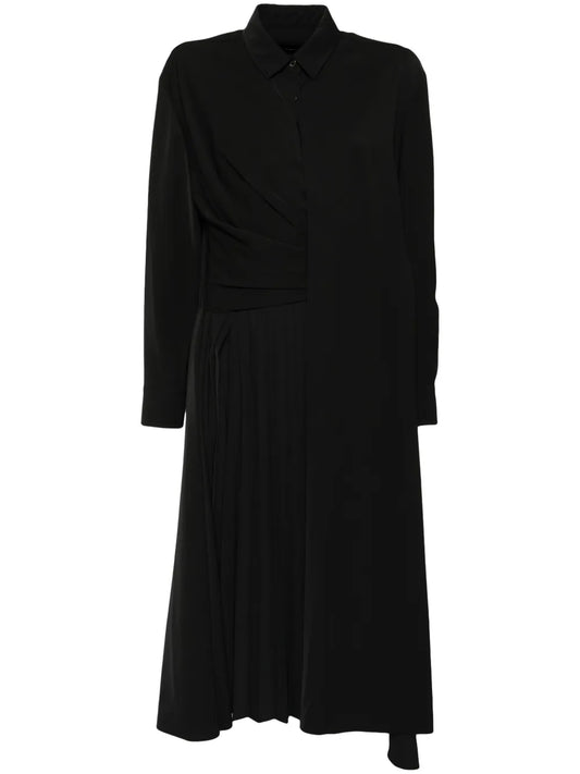 Hidden-Pleat Maxi Shirt Dress