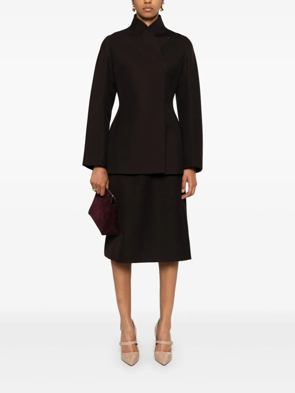 Slit-Detailed Midi Skirt