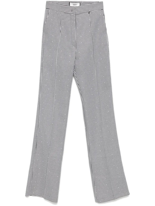 Houndstooth High-Waist Trousers