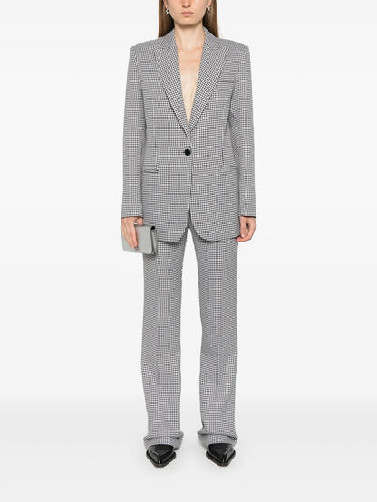 Houndstooth High-Waist Trousers