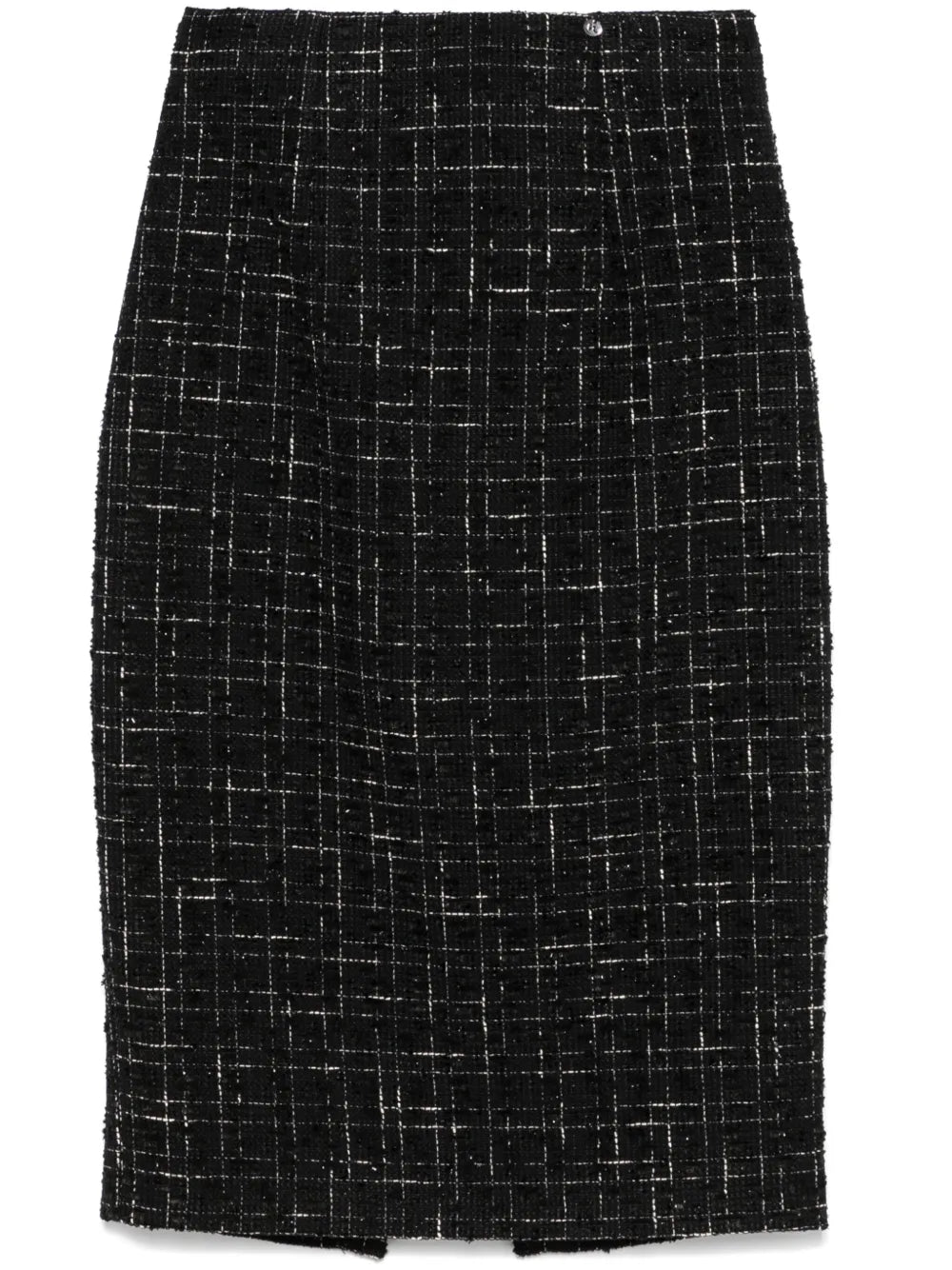 High-Waisted Bouclé Midi Skirt