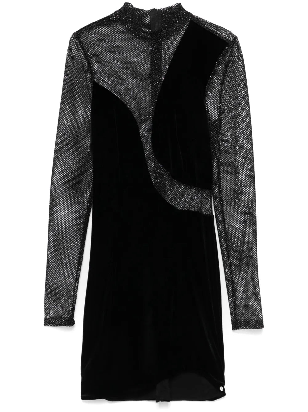 Glitter-Detail Velvet Mini Dress