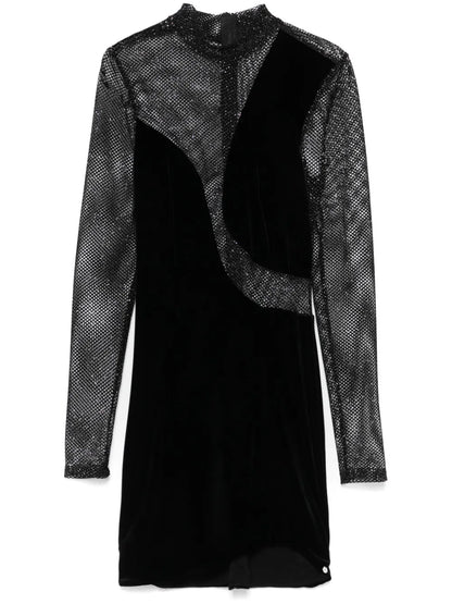 Glitter-Detail Velvet Mini Dress