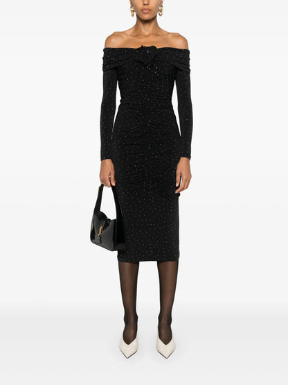 Crystal-Embellished Midi Dress