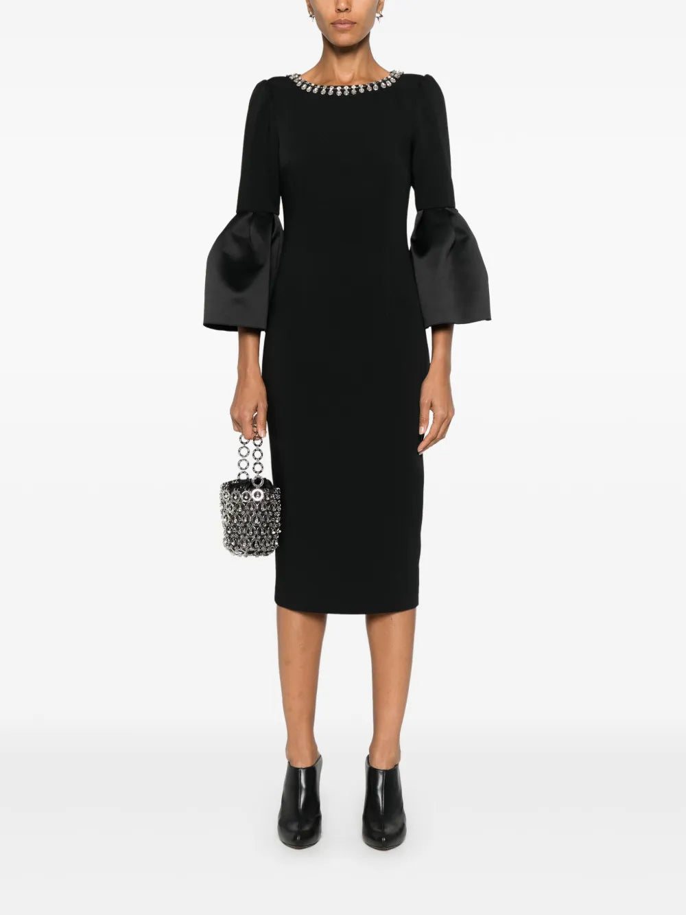 Crystal-Embellished Crepe Midi Dress
