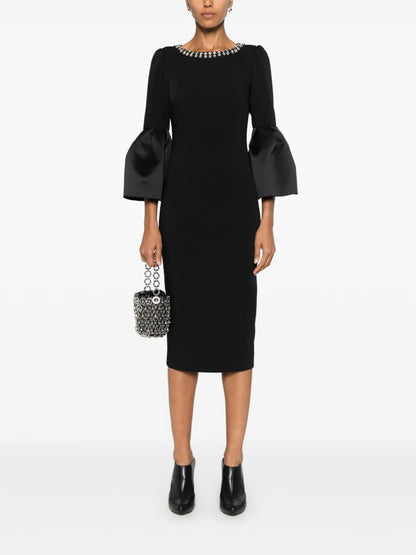 Crystal-Embellished Crepe Midi Dress