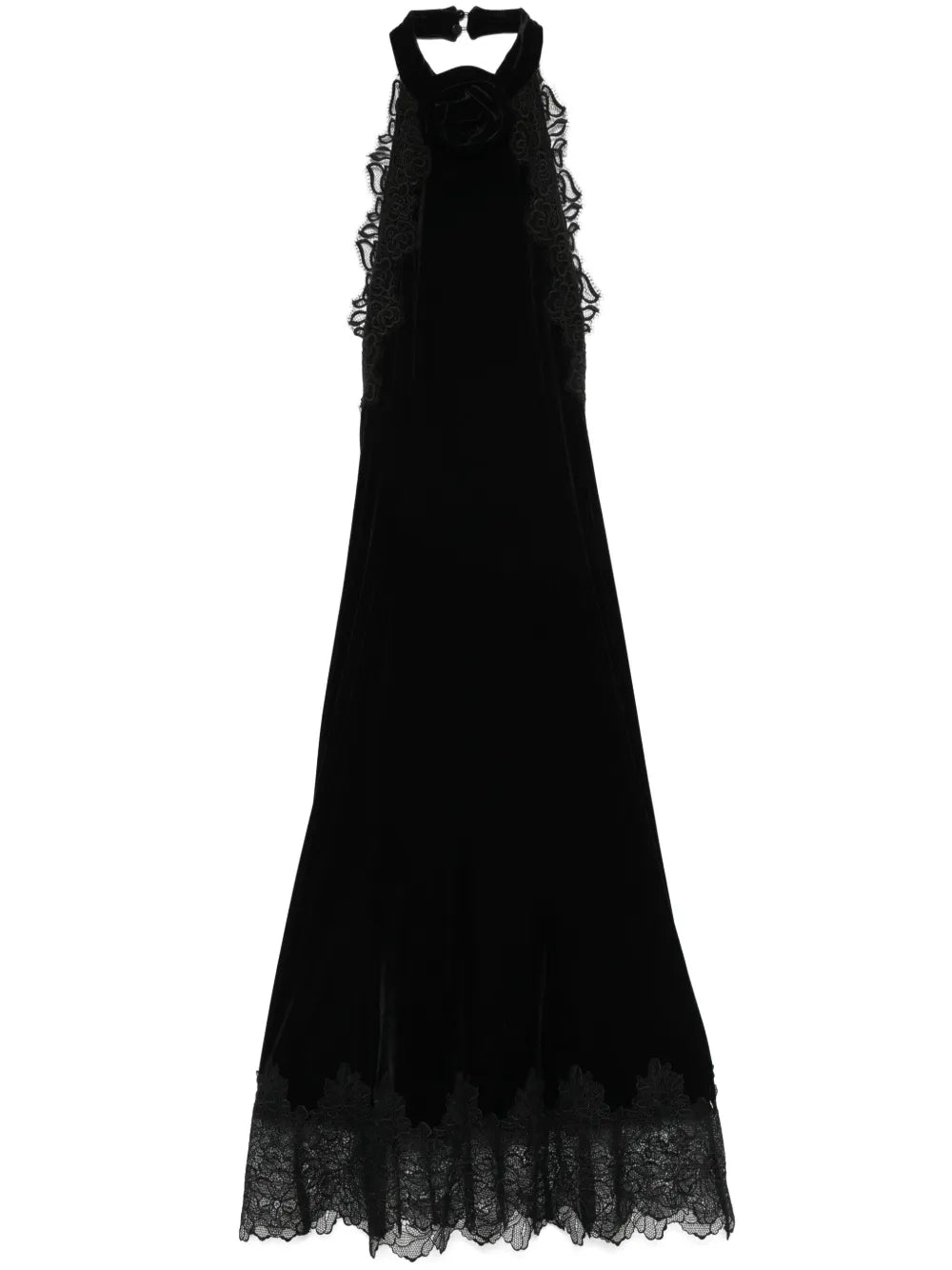 Floral-Appliqué Midi Dress