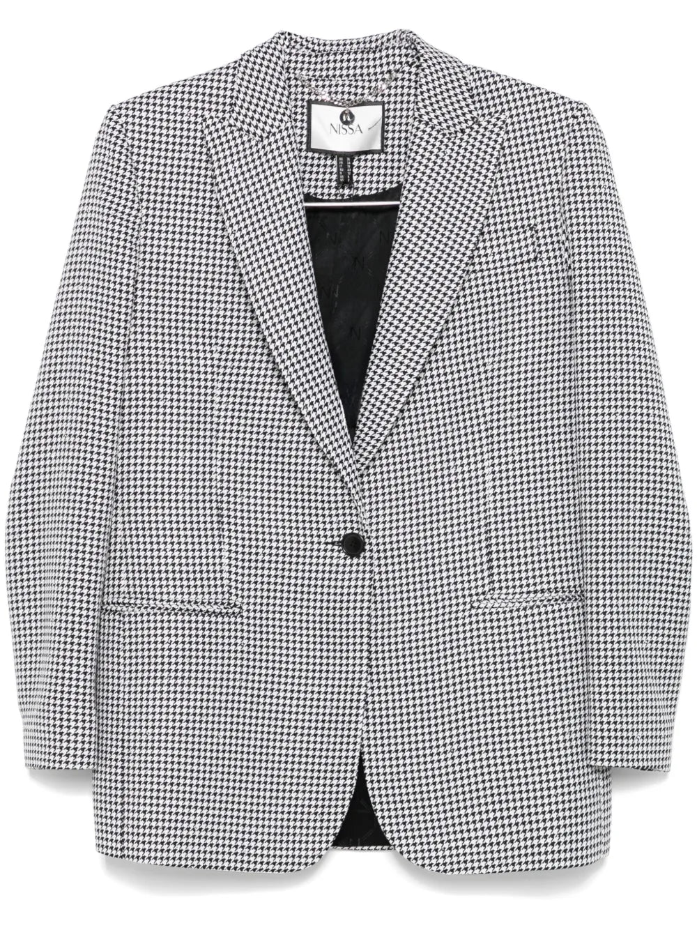 Houndstooth Single-Breasted Blazer