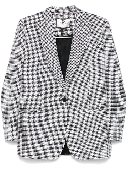 Houndstooth Single-Breasted Blazer