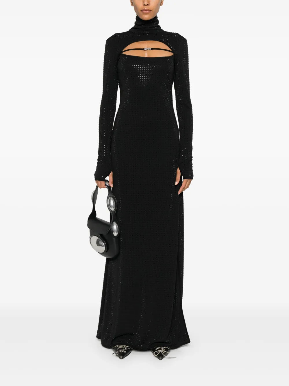 Rhinestone-Embellished Maxi Dress