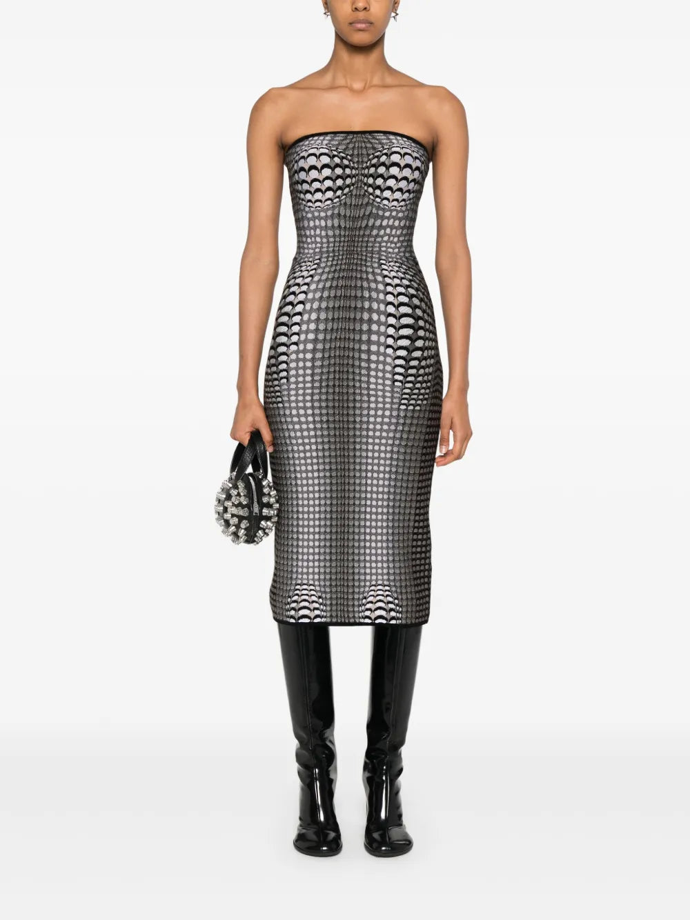 Moon-Print Jacquard Midi Dress