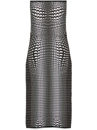 Moon-Print Jacquard Midi Dress