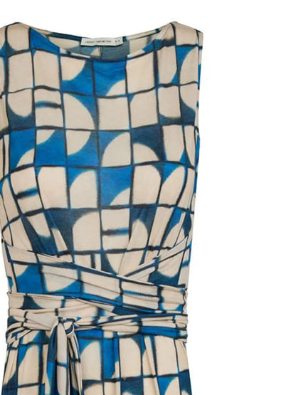 Geometric-Print Midi Dress