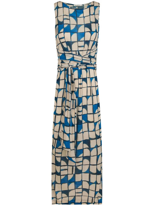 Geometric-Print Midi Dress