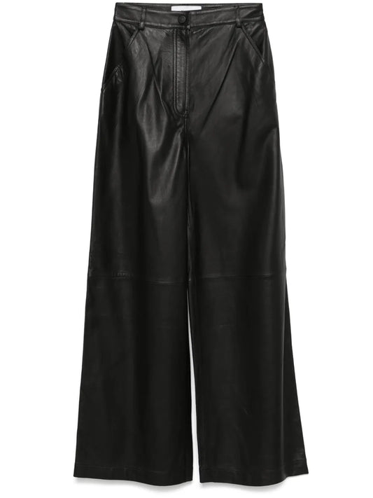 Leather Straight-Leg Trousers