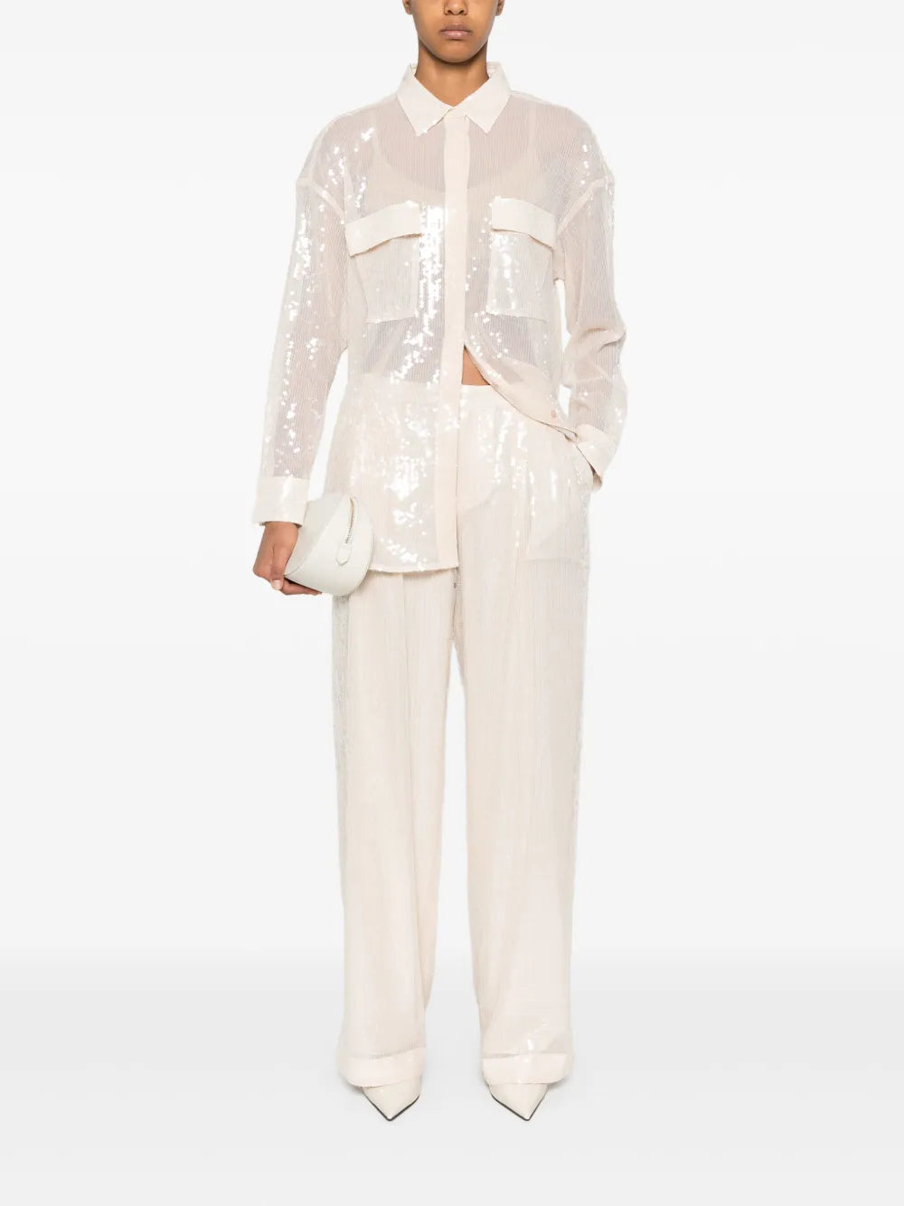 Sequinned Straight-Leg Trousers