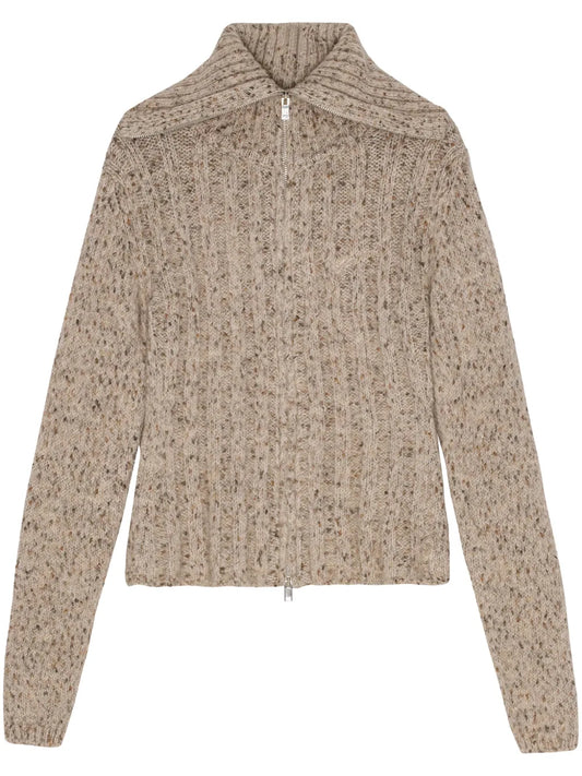 Spread-Collar Cardigan