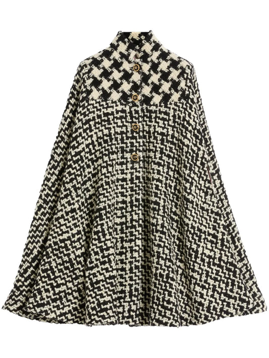 Geometric Tweed Cape