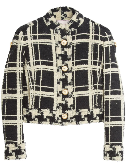 Checked Tweed Caban Jacket